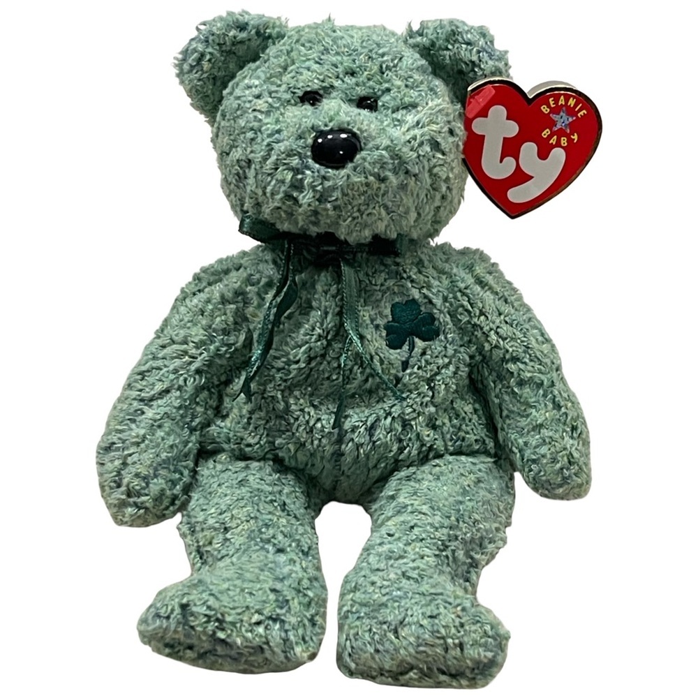 SHAMROCK 2000 Ty Beanie Baby Green Teddy Bear RETIRED